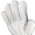 Goat Leather Palm Printed Cotton Back Rubberized Safety Cuff Garden Work Gloves